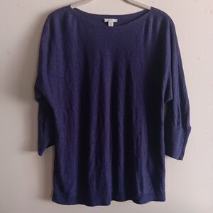 J. Jill Linen Blend Violet Knit Lightweight Top Sz MP Beachy Summer Boho